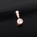 Elegant rose gold navel piercing featuring four graduated round clear zircon stones - Rose Gold (Rose Gold Bar)