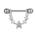 Piercing de téton haltère argenté avec bouclier étoile en zircon et pendentif en U - Style Pendentif Pentagramme / Style 6 Couleur Argent