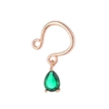 Detail of rose gold non-piercing ring with a sparkling pear-cut green zircon pendant - Rose Gold Base Green Zircon