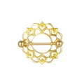 Golden mandala nipple shield piercing with intricate hollow flower pattern and metal bar - Gold