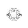 Silver hollow mandala flower nipple ring piercing jewelry with double ball barbell - Silver