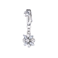 Piercing de ombligo falso de flor plateada con cristales brillantes para no perforado - Estilo de Forma de Flor de Seis Pétalos