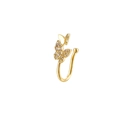 Detailed macro view of the gold butterfly non-piercing nose clip with pavé set zircons - No.7 Gold