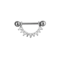 Ασημένιο piercing θηλής με τόξο U από αστραφτερούς κρυστάλλους ζιργκόν - Στυλ Τόξο με Επτά Πέτρες / Στυλ 4 Ασημί Χρώμα