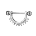 Piercing de téton argenté avec pendentif en U orné de neuf zircons cubiques clairs - Style 10 Couleur Argent