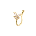 Golden butterfly non-piercing nose clip featuring sparkling cubic zirconia stones - Style 5 Gold