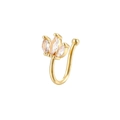 Elegant gold-tone U-shaped clip-on nose ring with three marquise-cut marquise zircons - No. 9 Gold