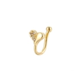 Golden heart-shaped nose cuff with sparkling zircon inlay and U-shaped non-pierced design - No. 10 Gold