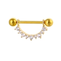 Piercing téton doré avec une rangée courbée de pierres de zircon blanc étincelant - Style Arc à Sept Pierres / No.4 Or