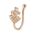 Golden anchor nose ring with sparkling white cubic zirconia in a sleek U-shaped design - Anchor Style / Rose Gold