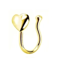 Minimalist U-shaped heart nose ring in polished golden finish for women and girls - Heart / Gold