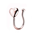 Rose gold heart-shaped non-piercing nose ring and ear cuff clip in polished finish - Heart / Rose Gold
