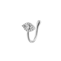 Silver devil eye fake nose ring with sparkling cubic zirconia stones and U-shaped clip - Style 6 - Silver
