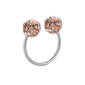 Horshoe barbell nose ring with rose gold crystal pave balls on stainless steel - Brown