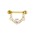 Anneau de mamelon doré avec zircon étincelant et motif de dentelle creuse vintage - Style Tissage Dentelle Creuse / Style 11 Couleur Or