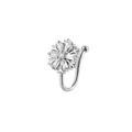 Silver snowflake non-pierced nose cuff clip with sparkling zirconia stones and U-shaped design - No. 8 White