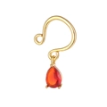 Elegant gold-tone ear cuff featuring a vibrant red pear-cut zircon teardrop pendant - Gold Base Red Zirconia