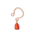 Rose gold non-piercing nipple ring with pear-cut orange zircon drop pendant charm - Rose Gold Base Red Zircon