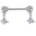 Piercing θηλής από ατσάλι με πέτρες ζιργκόν και κρεμαστό σχέδιο πεταλούδας - Πεταλούδα