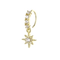 Gold-plated star pendant nose ring with sparkling cubic zirconia in C-shaped design - Octagram Pendant