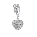 Non-piercing silver belly clip featuring three crystals and a sparkling heart pendant - No.10 Heart White Multiple Rhinestones