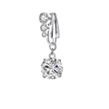 Silver non-pierced belly ring with four dangling round clear cubic zirconia stones - Style 4 Round