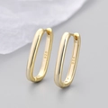 Orecchini a cerchio ovali geometrici in argento sterling S925 placcato oro da donna - Orecchino Ovale (Grande Oro)