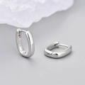 Orecchini a cerchio a U in argento sterling 925 con design geometrico ovale minimalista - Orecchino Ovale (Piccolo Argento)