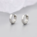 Minimalist silver S925 sterling silver small hoop earrings with polished finish surface - Extra Small Style / White Gold