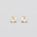 Detailed macro view of gold-plated butterfly earrings with marquise-cut zircons - Gold Color White Rhinestone