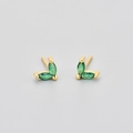 Détail de boucles d'oreilles papillon dorées avec pierres de cristal vertes marquise - Or avec Strass Vert