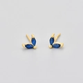 Boucles d'oreilles papillon dorées avec pierres bleues marine de taille marquise - Or avec Strass Bleu