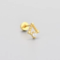 Detail of triangle stud earring with beaded texture and flat back screw closure - Triangle Diamond Style