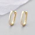 Orecchini a cerchio minimalisti a forma di U in argento sterling 925 placcato oro - Orecchino Ovale (Medio Oro)