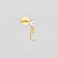 Minimalist gold earring with square and rectangle cubic zirconia drops on grey background - Rectangle White Zircon Mix