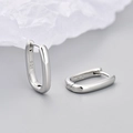 Orecchini a cerchio rettangolari in argento sterling S925 stile minimalista - Orecchino Ovale (Medio Argento)