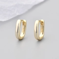 Orecchini a cerchio geometrici a U in argento sterling S925 placcato oro 18K - Orecchino Ovale (Piccolo Oro)