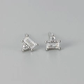 Elegant silver rectangle-cut cubic zirconia stud earrings with a minimalist claw setting - White Zirconia White Gold