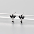 Detail of S925 sterling silver marquise black zircon clover earrings on acrylic stand - Silver/Black
