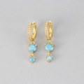 Détail de boucles d'oreilles en argent S925 avec pierres bleues et cristaux - Or/Turquoise