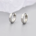 Minimalist silver hoop earrings with high-polish finish for a sleek, daily aesthetic - Mini Style / White Gold