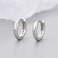 Orecchini a cerchio minimalisti in argento lucido con design circolare classico - Taglia Piccola / Oro bianco