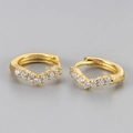 Elegant gold-plated S925 sterling silver V-shaped huggie earrings with cubic zirconia - V-Diamond Style / Large / Gold