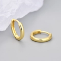 Orecchini a cerchio huggie dorati minimalisti con finitura lucida e cerniera - Taglia Media / Oro