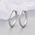 Orecchini a cerchio minimalisti in argento sterling S925 con finitura lucida - Taglia Grande / Oro bianco
