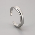 Minimalist S925 sterling silver open ring with irregular wave design and polished finish - White Gold