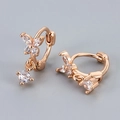 Orecchini a cerchio a farfalla in oro rosa con zirconi cubici a marquise e rotondi - Piccolo / Oro rosa