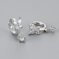 Silver butterfly hoop earrings with sparkling white zircon stones for women fashion - Platinum/White Zirconia