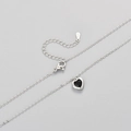 Gepolijste 925 zilveren hart ketting met zwarte edelsteen hanger en karabijnsluiting - Zwarte Zirconia Hart (KXL019)