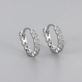 Elegant silver huggie hoop earrings with sparkling cubic zirconia stones for women - Medium Silver White Zirconia Style
